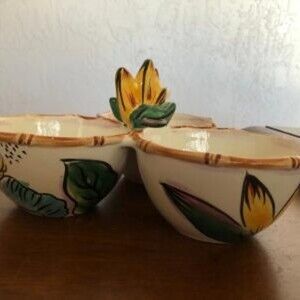 Clay Art Sunflower Condiment Bowl